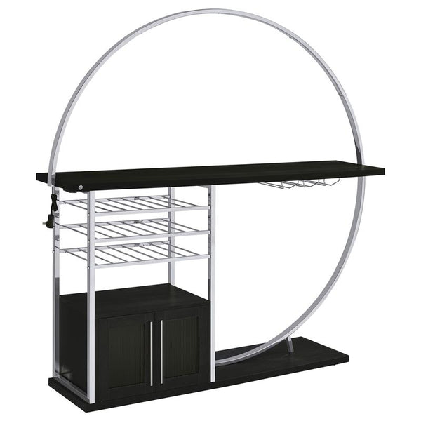 Risley 2-door Circular LED Home Bar with Wine Storage Dark Charcoal - 182799