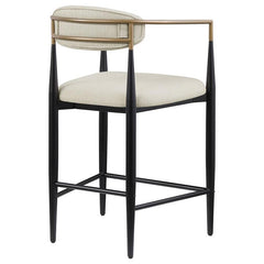 Tina Metal Counter Height Bar Stool with Upholstered Back and Seat Beige (Set of 2) - 121184