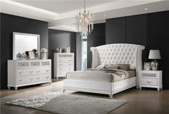 Barzini Upholstered Eastern King Wingback Bed White - 300843KE