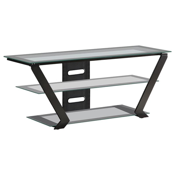 Donlyn 2-tier Metal 50" TV Stand with Glass Shelves Black - 701370
