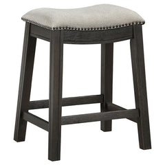 Elliston Backless Counter Height Saddle Bar Stool Dark Grey and Beige (Set of 2) - 121169