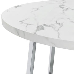 Alcott Round Faux Carrara Marble Top Dining Table Chrome - 120400