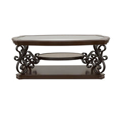 Laney 1-shelf Glass Top Rectangular Coffee Table Deep Merlot - 702448