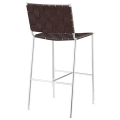 Adelaide Upholstered Bar Stool with Open Back Brown and Chrome - 183584