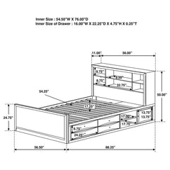 Phoenix Wood Full Storage Bookcase Bed Cappuccino - 400180F