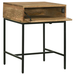 Stephie Rectangular Side End Table with Storage Honey Brown - 704697