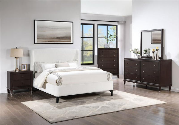 Mosby Upholstered Queen Wingback Bed Snow - 306020Q