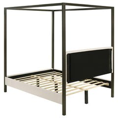 Monroe Upholstered Queen Canopy Bed Vanilla - 300834Q