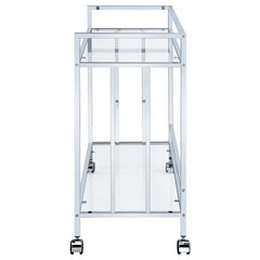Cara Rectangular Glass Bar Cart Chrome - 181382