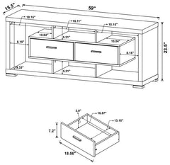 Darien 2-drawer Engineered Wood 59" TV Stand White - 700113