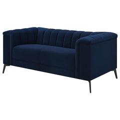 Chalet Upholstered Tuxedo Arm Tufted Loveseat Blue - 509212