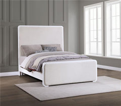 Anastasia Upholstered California King Panel Bed Pearl White - 224751KW