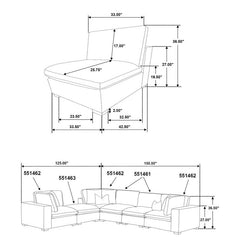 Lakeview 5-piece Upholstered Modular Sectional Chocolate - 551464-SETB