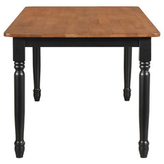 Hollyoak Farmhouse Rectangular Dining Table with Turned Legs Walnut and Black - 183041