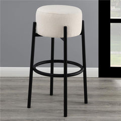 Leonard Upholstered Backless Round Stools White and Black (Set of 2) - 182176