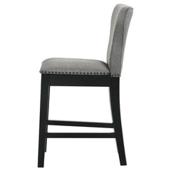 Rolando Upholstered Solid Back Counter Height Stools with Nailhead Trim (Set of 2) Grey and Black - 183028