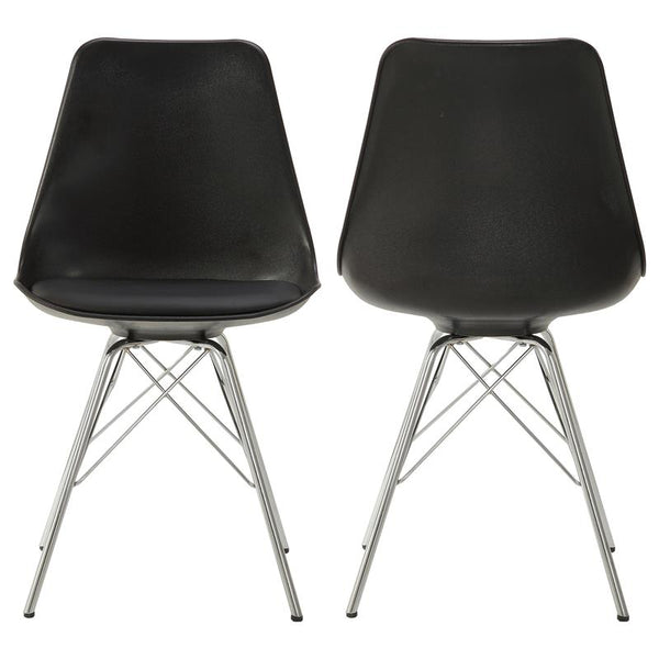 Juniper Armless Dining Chairs Black and Chrome (Set of 2) - 102682