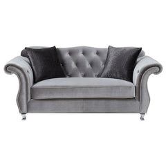 Frostine 2-piece Upholstered Tufted Sofa Set Silver - 551161-S2
