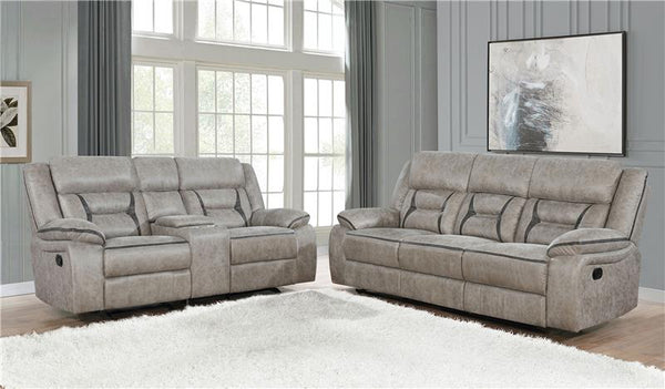 Greer 2-piece Upholstered Reclining Sofa Set Taupe - 651351-S2