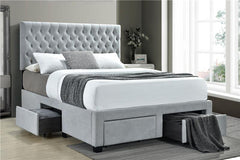 Soledad Upholstered Queen Storage Panel Bed Light Grey - 305878Q