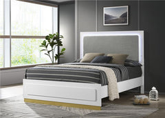 Caraway Wood California King LED Panel Bed White - 224771KW