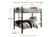 Dinsmore Twin over Twin Bunk Bed with Ladder - B106-59