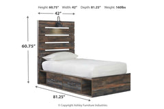 Drystan Twin Panel Bed with 2 Storage Drawers - B211B8