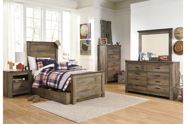 Trinell Twin Panel Bed with 1 Large Storage Drawer - B446B8