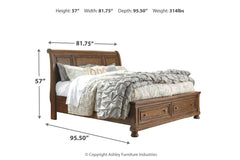 Flynnter King Sleigh Bed with 2 Storage Drawers - B719B9