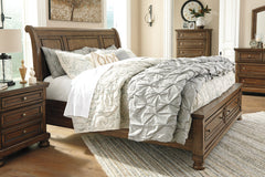 Flynnter King Sleigh Bed with 2 Storage Drawers - B719B9
