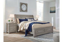Lettner Queen Sleigh Bed with 2 Storage Drawers - B733B3