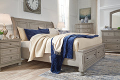 Lettner Queen Sleigh Bed with 2 Storage Drawers - B733B3