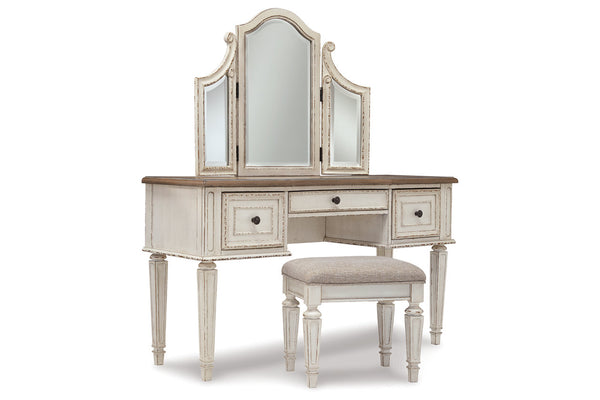 Realyn Vanity and Mirror with Stool - B743-22
