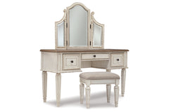Realyn Vanity and Mirror with Stool - B743-22