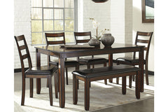 Coviar Dining Table and Chairs with Bench (Set of 6) - D385-325