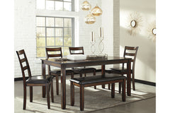 Coviar Dining Table and Chairs with Bench (Set of 6) - D385-325