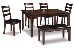 Coviar Dining Table and Chairs with Bench (Set of 6) - D385-325