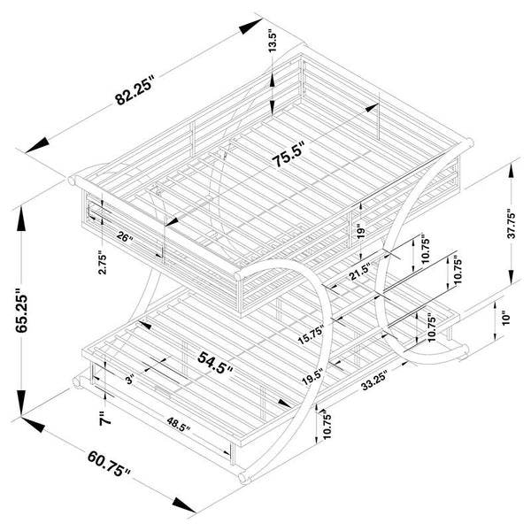 Stephan Metal Full Over Full Bunk Bed Gunmetal - 460078