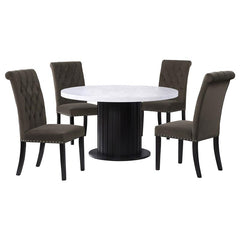 Sherry 5-piece Round Dining Set with Brown Velvet Chairs - 115490-S5BV