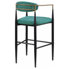 Tina Metal Pub Height Bar Stool with Upholstered Back and Seat Green (Set of 2) - 121188