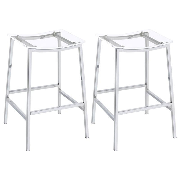 Jovani Acrylic Backless Bar Stools Clear and Chrome (Set of 2) - 182359