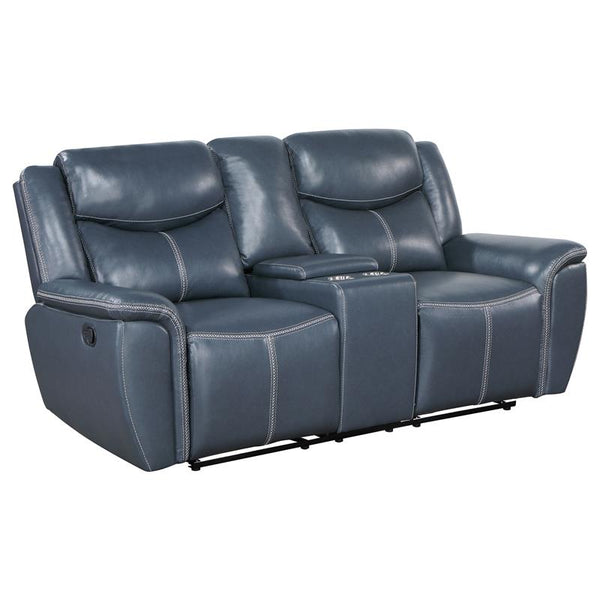 Sloane Upholstered Padded Arm Reclining Loveseat Blue - 610272