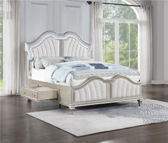Evangeline Wood Queen LED Storage Panel Bed Silver Oak - 223390Q