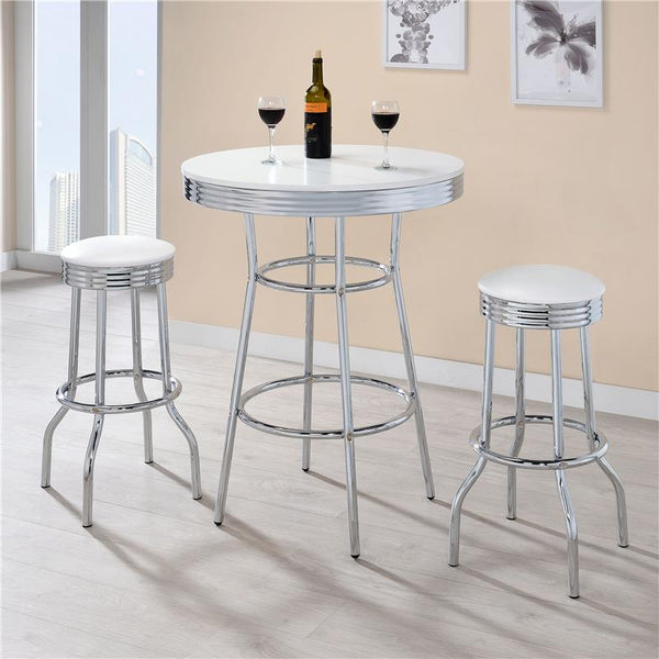 Retro Round 30-inch 1950's Bistro Pub Height Bar Table White - 2300