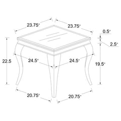 Carone Square End Table White and Chrome - 707767
