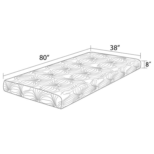 Keegan 8" Twin Long Memory Foam Mattress White - 350063TL