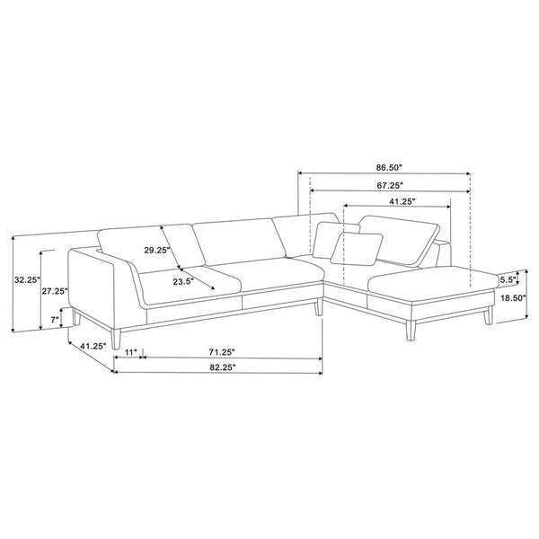 Persia Upholstered Track Arm Sectional Sofa Grey - 508857