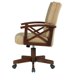Marietta Upholstered Game Chair Tobacco and Tan - 100172