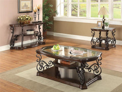 Laney 1-shelf Glass Top Rectangular Coffee Table Deep Merlot - 702448