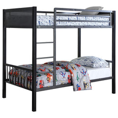 Meyers Metal Twin Over Twin Bunk Bed with Twin Loft Black - 460390-S2